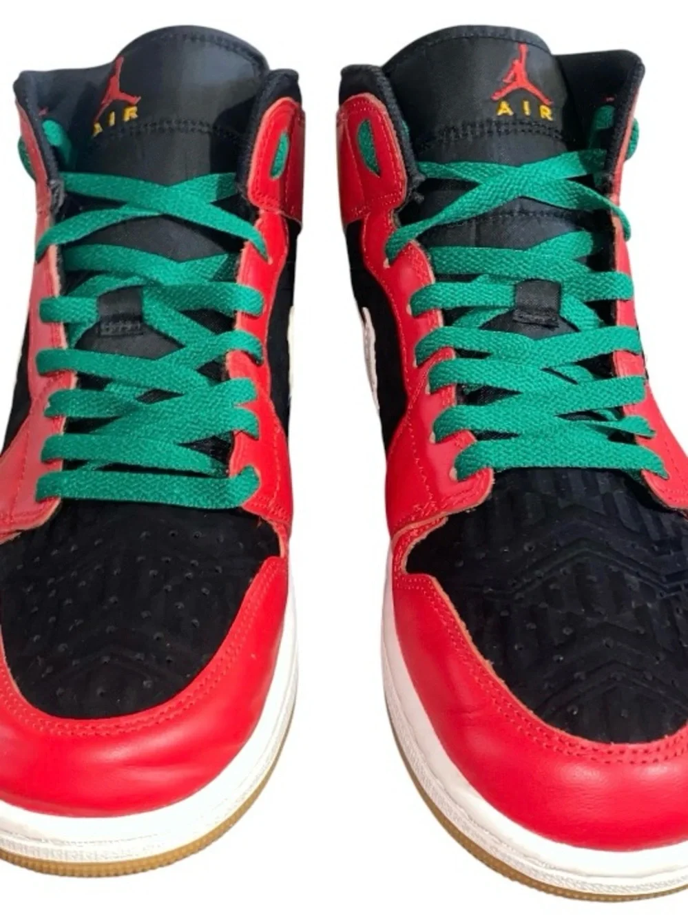Air Jordan 1 Mid SE Men's Size 10.5 Black/Fire Red-White-Malachite DQ8417-006